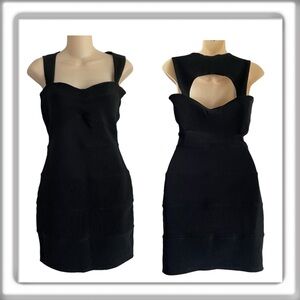 BOOHOO Night Black Bodycon Sleeveless Mini Dress Back Cutout Stretch Size 6